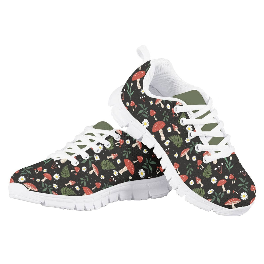 MARSVOVO Girl Running Shoes Flexible Breathable Athletic Lightweight Slip On Girl Sneakers Comfortable Casual Resistant Lace-up Pre Walking Shoes for Boy Girl Mushroom Design Size 12 US