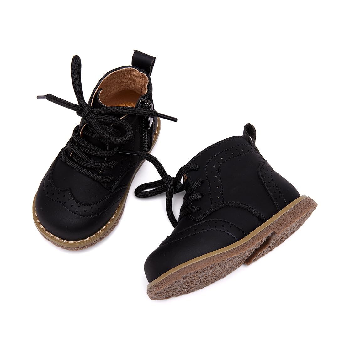 BMCiTYBM Baby Boys Girls Boots Infant Oxford Shoes First Walking Booties for All Seasons for 6 9 12 15 18 24 Months Black Size 6-12 Months Infant