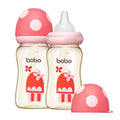 YOHKOH PPSU Baby Bottle Wide Neck, Newborn Anti-Colic Baby Bottle with Natural Response Nipple, Streamlined Body, Easy to Clean (8.8oz (Pack of 2), Red)