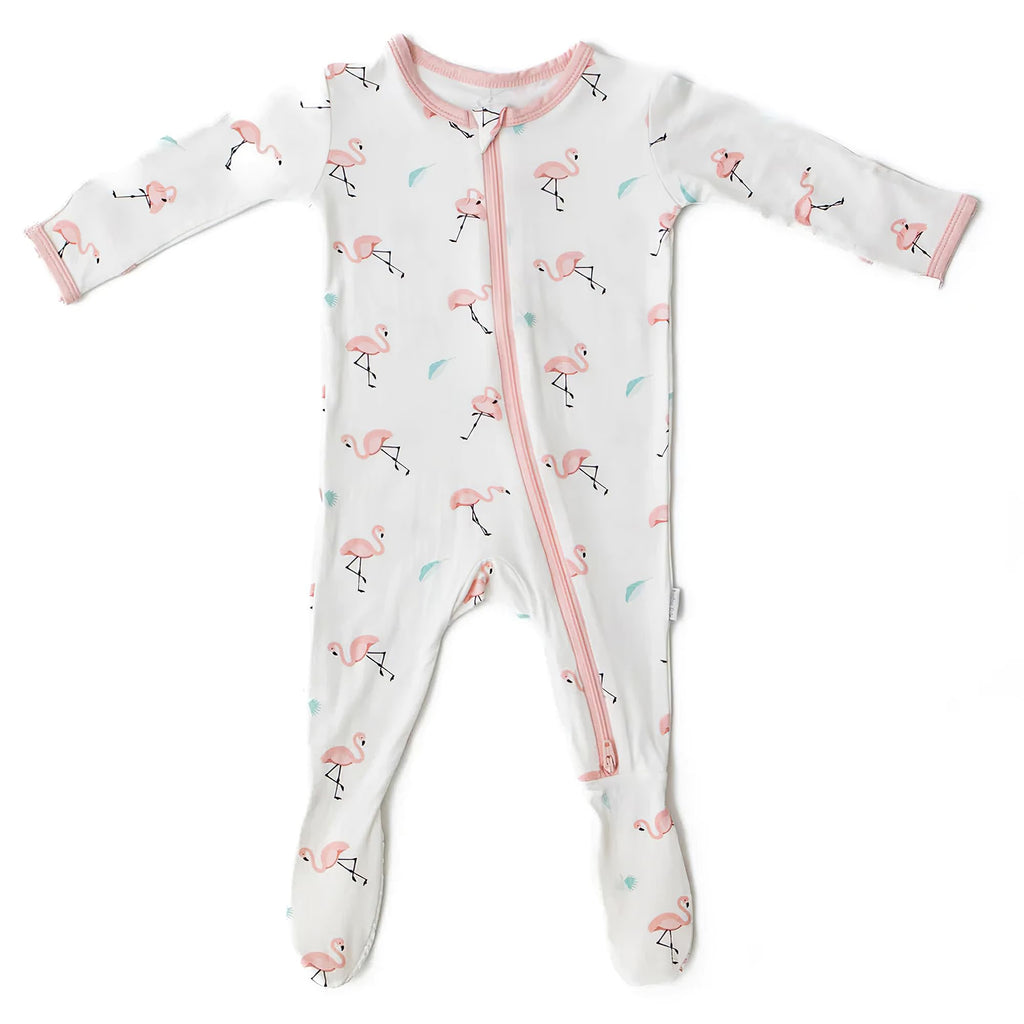 Bamboo Little Soft Baby Footie Pajamas, Baby Clothes, Newborn Sleepers, 95% Viscose and 5% Spandex, Flamingo, 18-24 Months