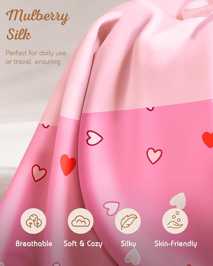 Kids Pillowcases Standard Size 20"x26" - Cute Cartoon Soft Breathable Silk Pillow Cases for Hair and Skin with Hidden Zipper for Women Girls Fun Kawaii Design for Bedding, Point Bow