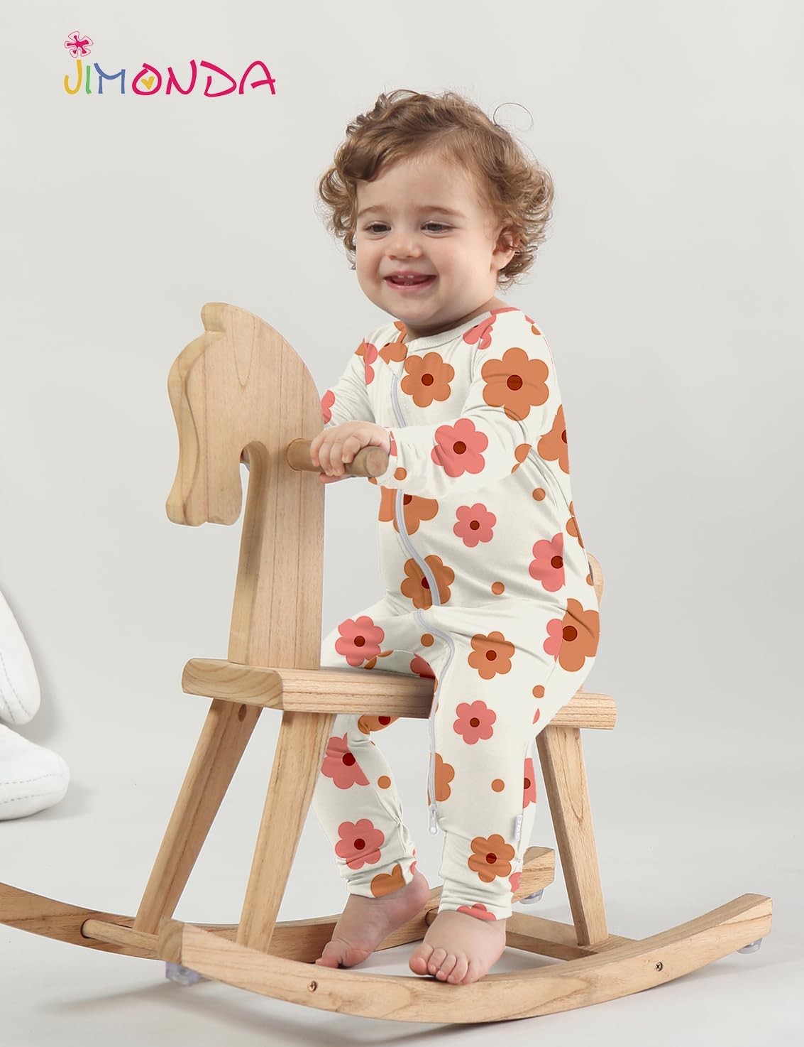 Jimonda Baby Girl Boys Bamboo Rayon Pajamas,Footless Pjs(Flow&Pink&Pur,6-9M)