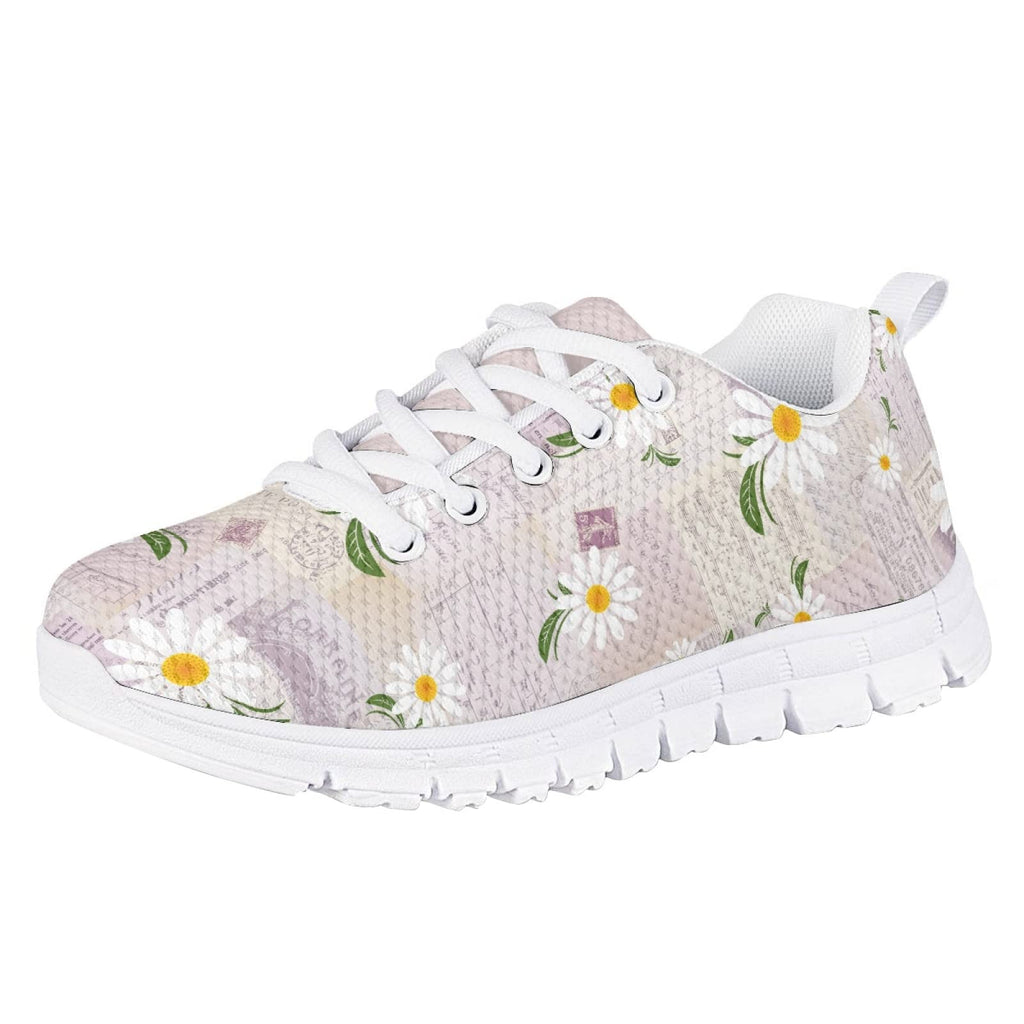 MARSVOVO Kids Slip On Sneakers Non Slip Lace-up Lightweight Breathable Athletic Flexible Pre Walking Shoes for Boy Girl Classic Casual Comfortable Play Sport Shoes Daisy Design Size 11 US