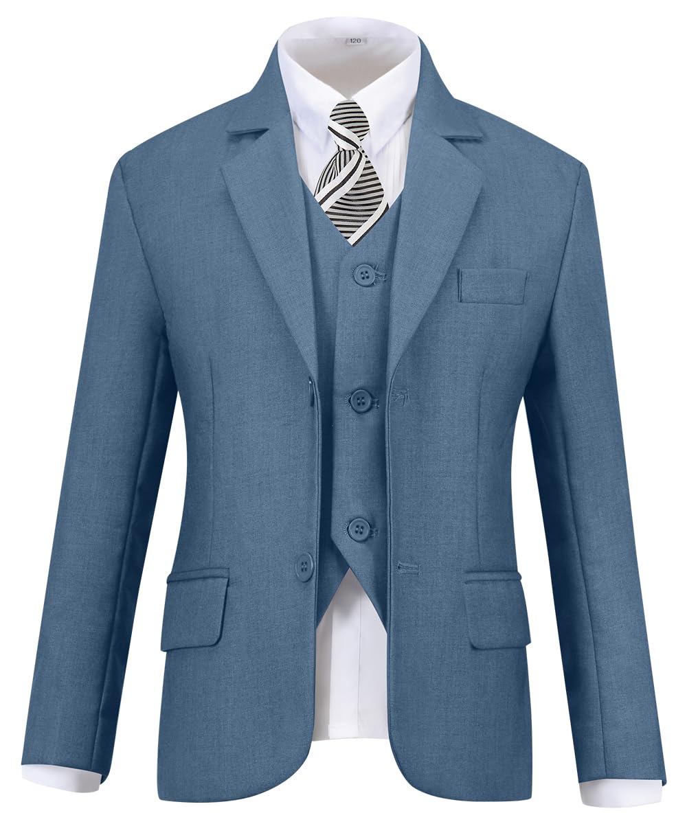 Boy Suits Ring Bearer Outfit Toddler Kids Wedding Suit Blue Gray Size 3T