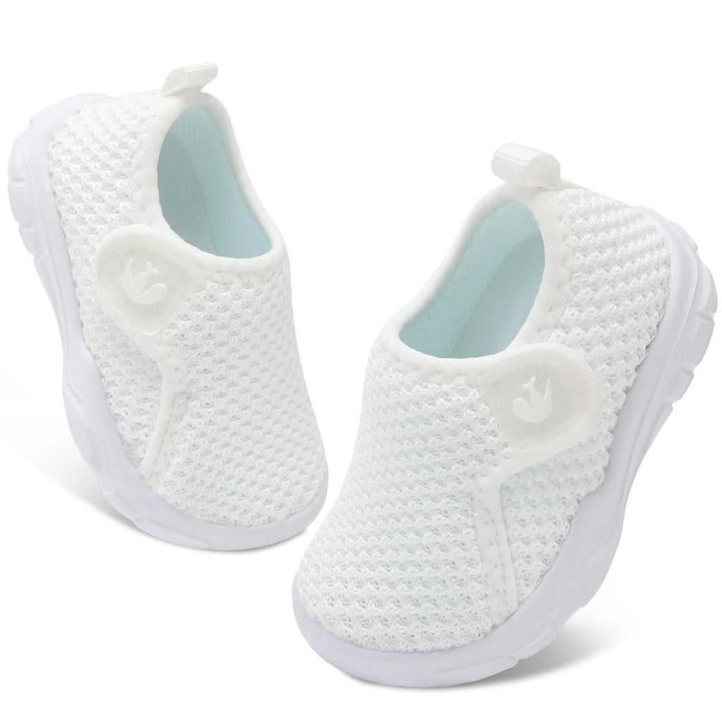 FEETCITY Baby Shoes Infant Sneakers Boys Girls First Walking Shoes Lightweight Slip On Shoe White