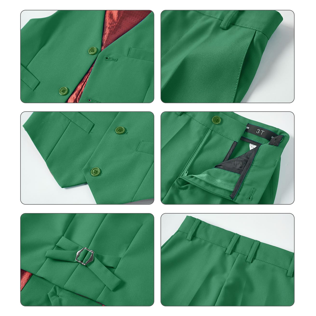 Lycody Boys Suit Vest Set Formal Dress Suits Wedding Outfit, Green, 2T