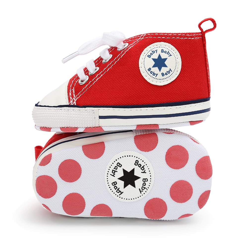 Save Beautiful Baby Girls Boys Canvas Sneakers Soft Sole High-Top Ankle Infant First Walkers Crib Shoes