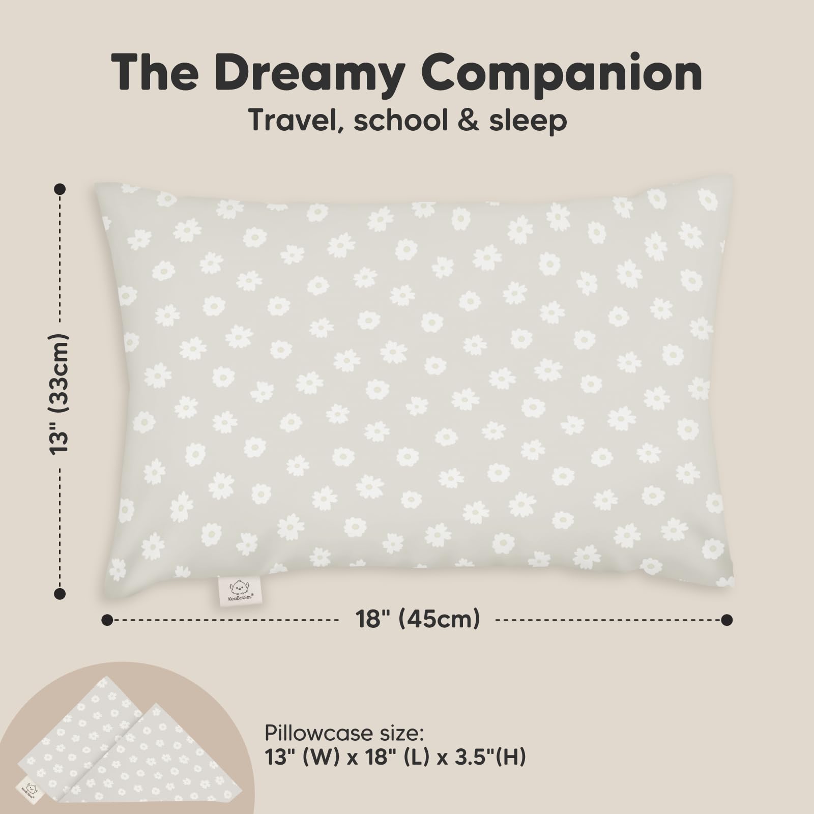 Toddler Pillow with Pillowcase, 13x18 My Little Dreamy Pillow (Meadow)