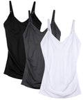 DAISITY Womens Nursing Tank Tops Cami for Breastfeeding Maternity Postpartum Tops Adjustable Straps Black/Grey