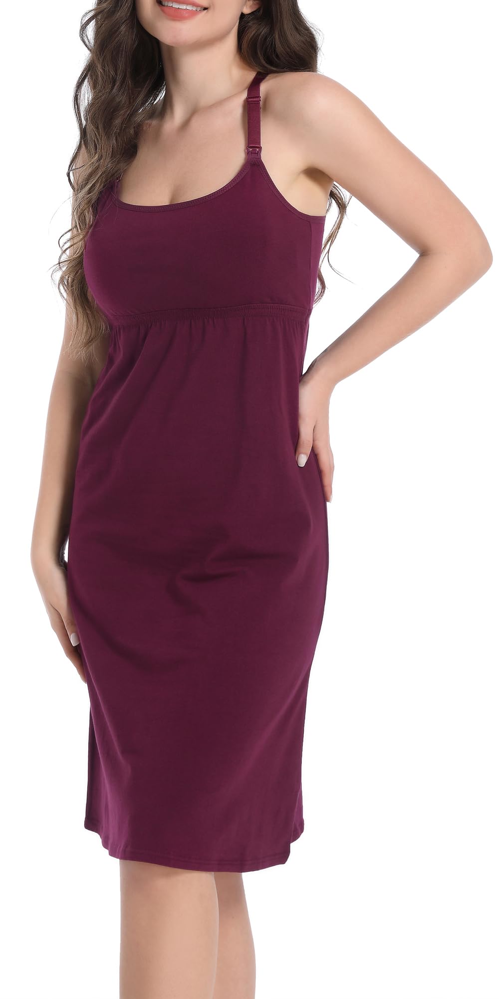 SUIEK 3-Pack Maternity Nursing Nightgown Breastfeeding Tank Tops Pregnancy Sleepwear (Large)