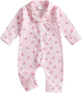 Balaflyie Baby Girl Button Down Pajamas Romper One-Piece Jumpsuit Long Sleeve Sleeper Infant Sleepwear