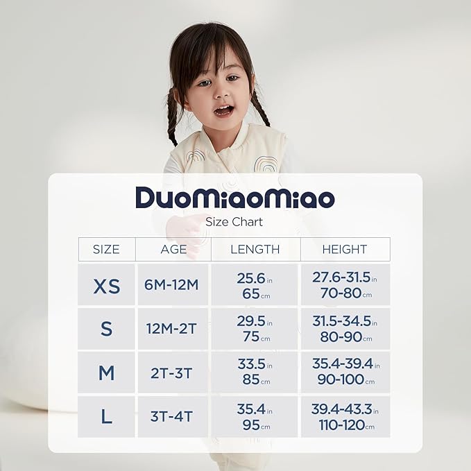 Duomiaomiao 2.5 TOG Toddler Sleep Sack 6-12 Months 100% Cotton Winter Side Open Zipper Baby Sleep Sack with Feet, Warm Toddler Wearable Blanket