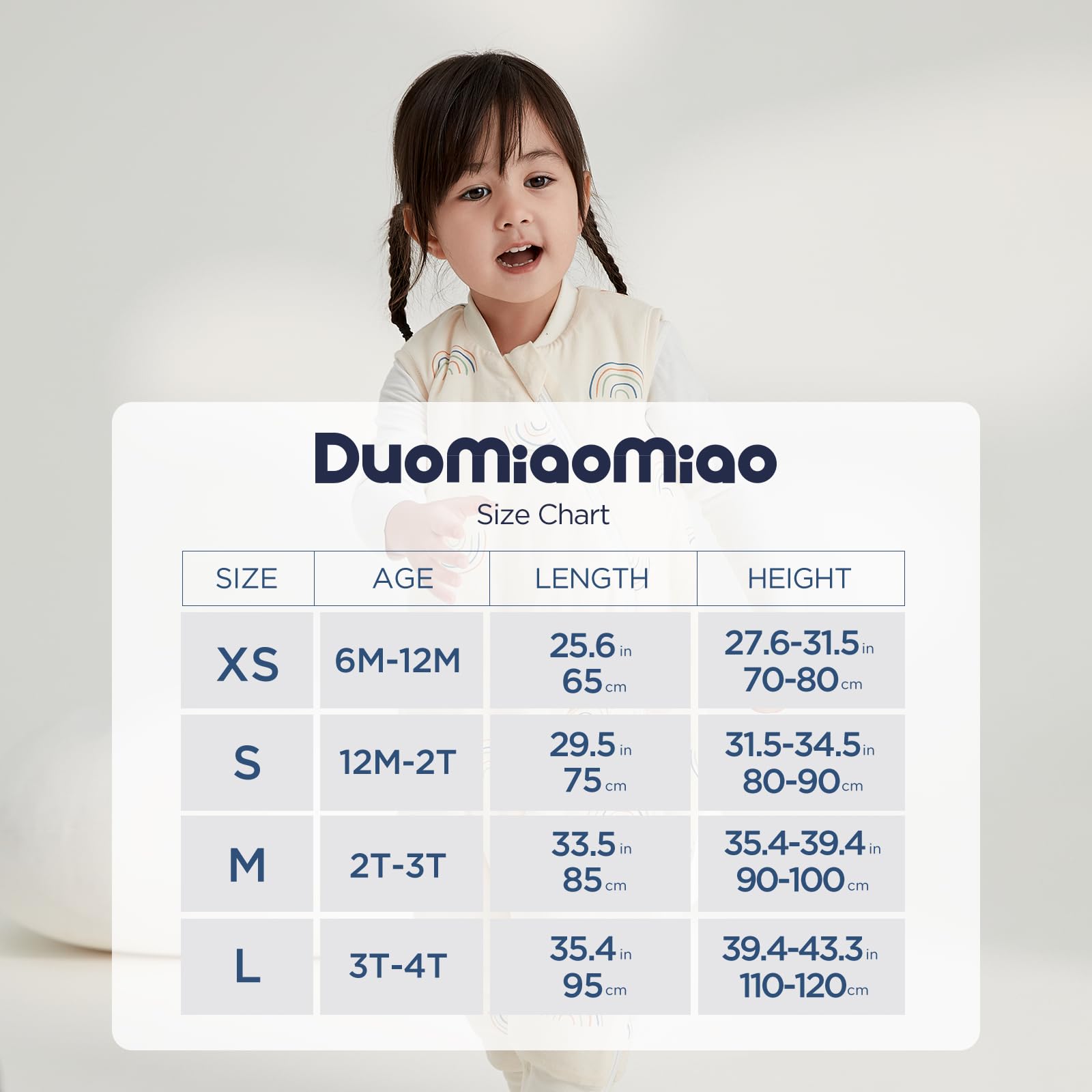 Duomiaomiao 0.5 TOG Toddler Sleep Bag 12-24 Months 100% Cotton Lightweight Baby Sleep Sack with Feet, Breathable Comfy Toddler Wearable Blanket