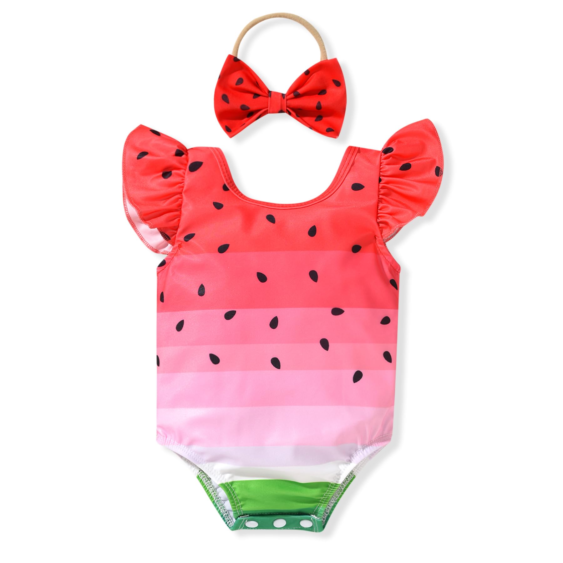 HIHA Toddler Girl Swimsuit Bathing Suit Ruffle One Piece Swimwear Sunsuit Watermelon 3-4T