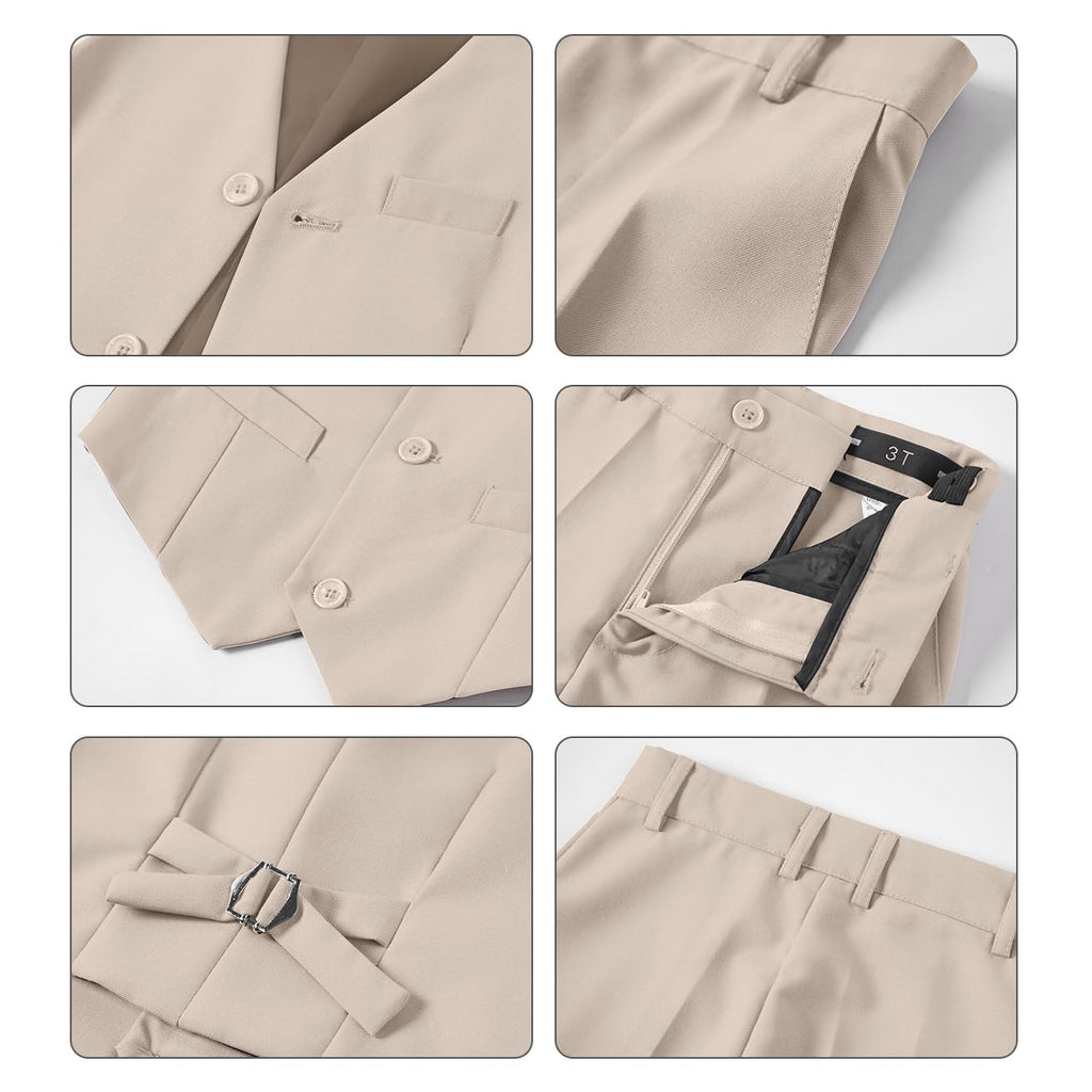 Boys Suit Vest Set Formal Suits Wedding Outfit, Light Champagne, Size 8