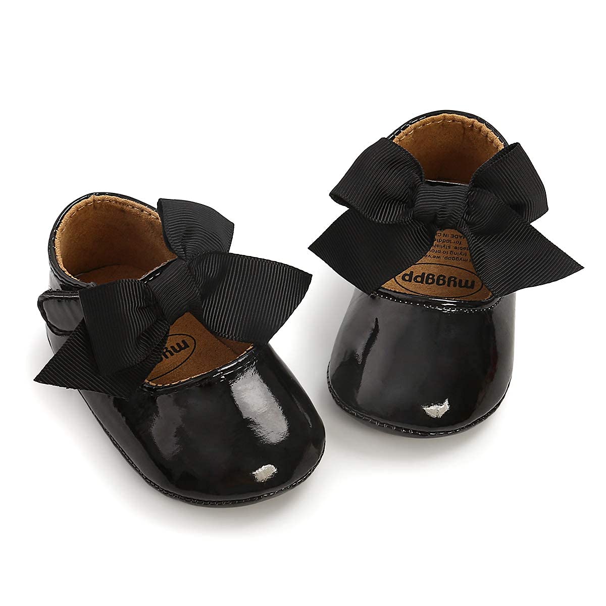 COSANKIM Baby Girls Mary Jane Flats Shoes Anti-Slip Rubber Sole Infant Toddler Princess Wedding Dress Shoes（3-6 Months Infant,A/Black）