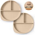 WiLLBEttER Suction Plates for Babies & Toddlers, 100% Silicone Divided Plates 2-Pack, Non-Slip Dishwasher & Microwave Safe Baby Feeding Essentials