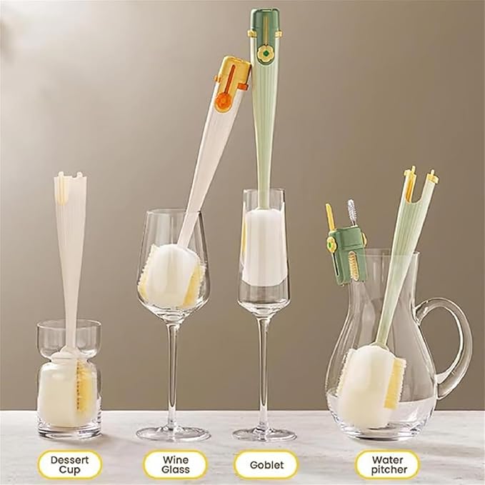 5 in 1 Bottle Cleaning Brush Set, 5‑in‑1 Multifunctional Bottle Cleaning Brush Set, Straw Cleaner Brush for Baby Bottles, Multifunctional Detachable Water Bottle Brush (1PCS Green)