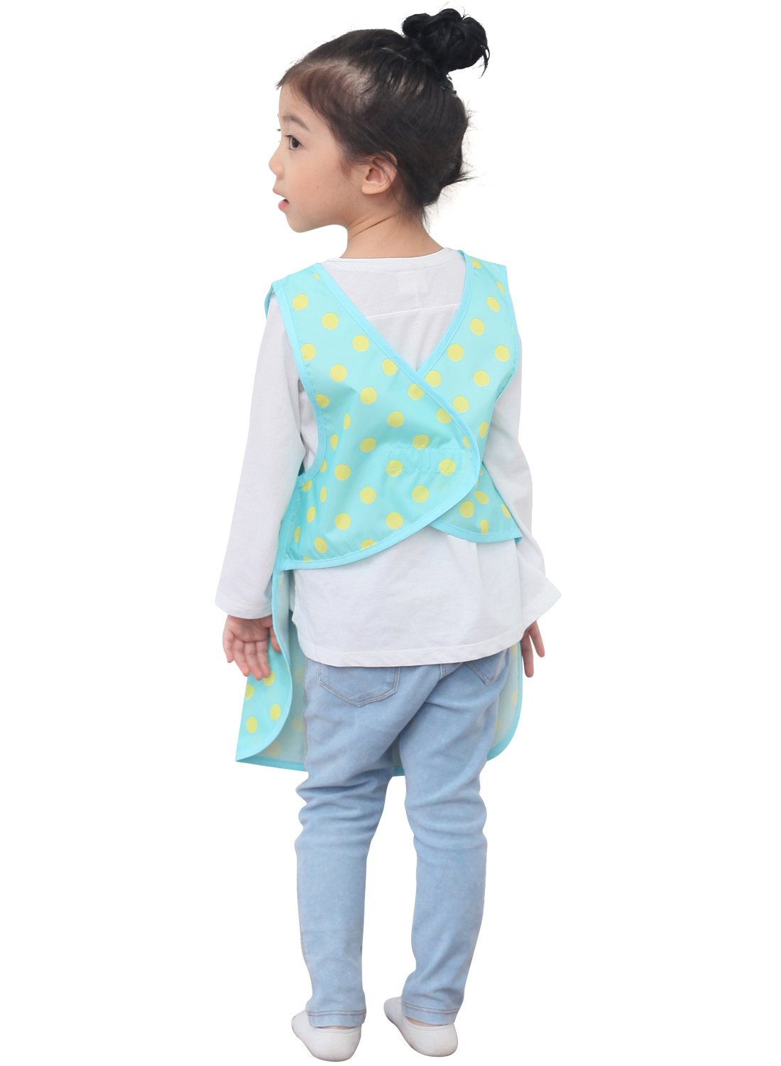 Plie Kids Painting Apron – Waterproof Art Smock for Toddlers & Preschoolers, Messy Play, Baking, Crafts, Cooking, Sensory Activities, Mealtime (Ages 1–10), Mint Dot (02-S)