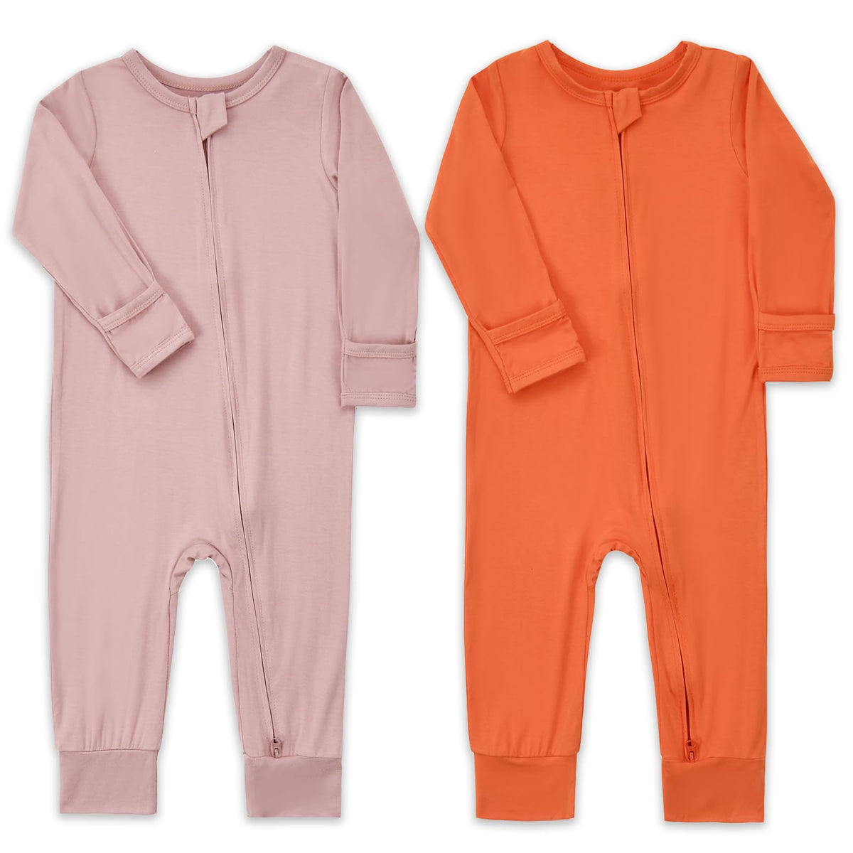 Aablexema Rayon of Bamboo Baby Footless Pajamas(Coral&Pinkpurple,0-3M)