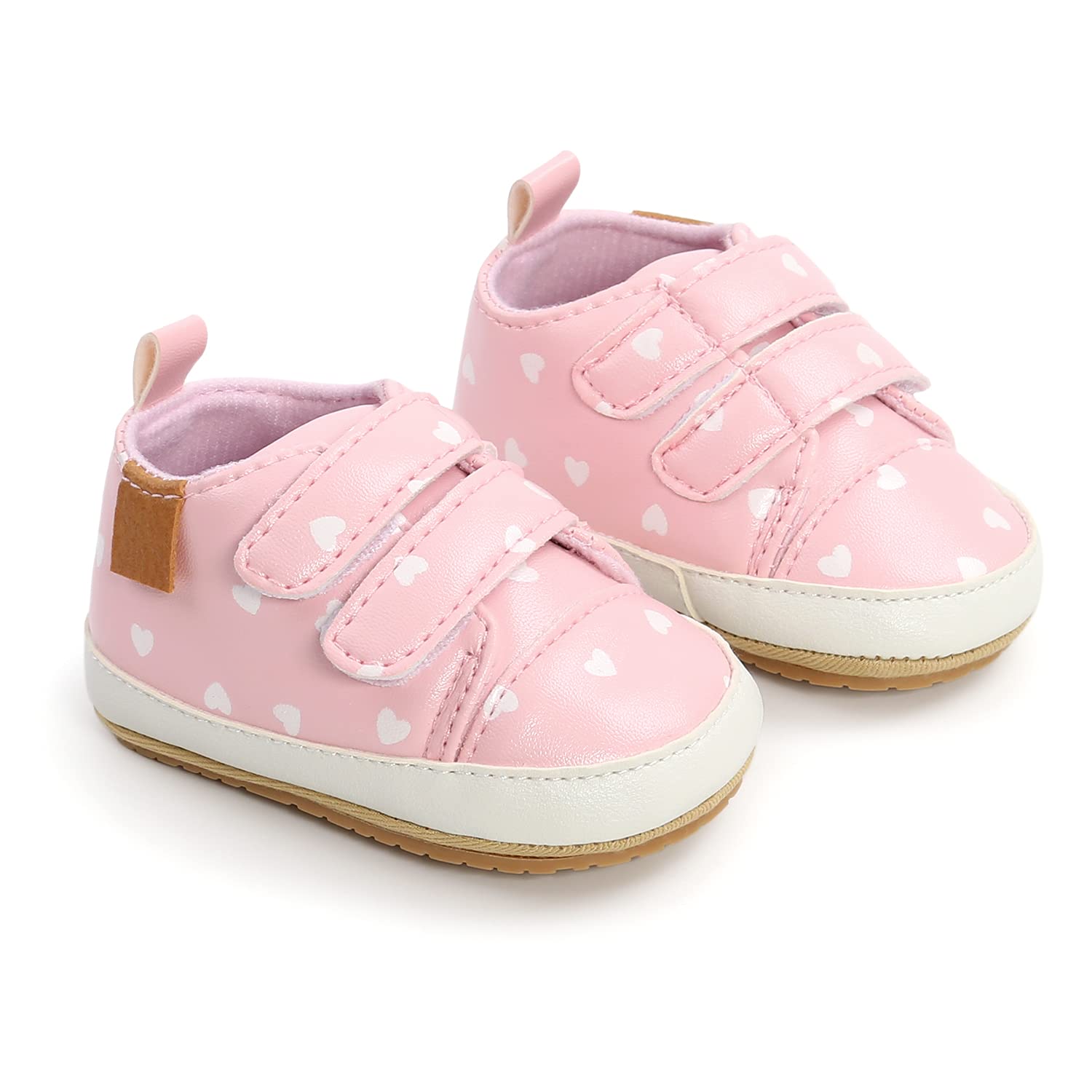 Clowora Baby Boys Girls Shoes Non-Slip Rubber Sole Sneakers Infant First Walking Toddler Crib Shoes Newborn Loafers Flats. (07/Pink,0-6 Months)