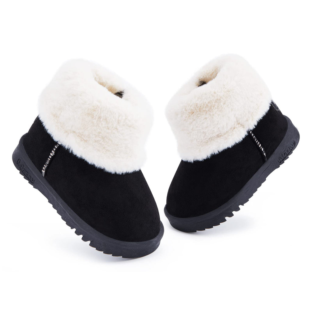 BMCiTYBM Baby Snow Winter Boots Girls Boys Cold Weather Faux Fur Shoes 6 12 18 24 Months Black Size 6-12 Months Infant