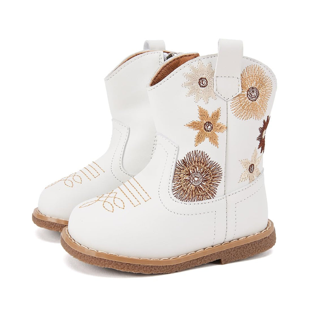 BMCiTYBM Baby Cowboy Boots Infant Cowgirl Western Shoes White 12-18 Months