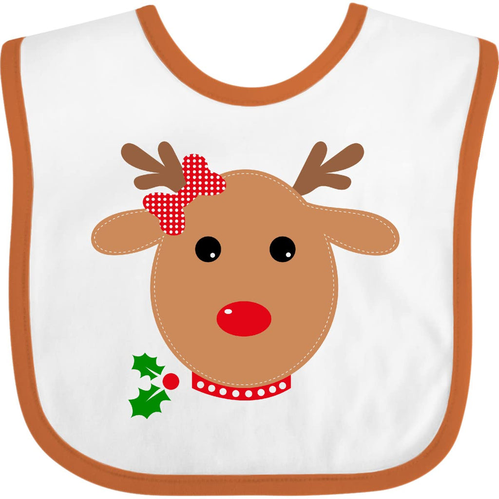 inktastic Girl Reindeer Baby Bib White and Orange 2762b
