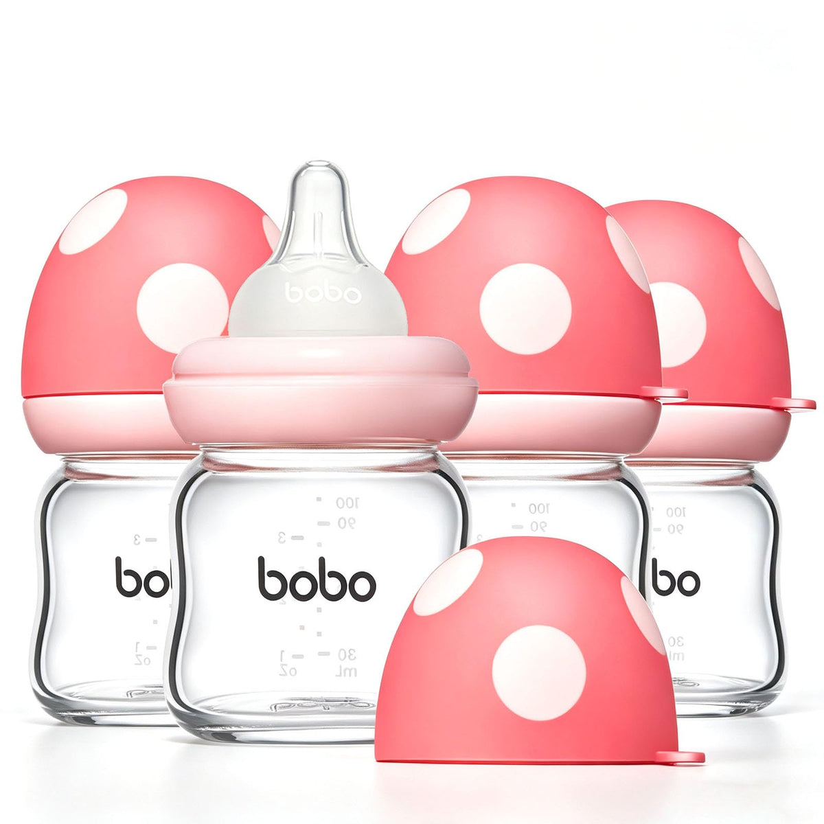 YOHKOH Natural Glass Baby Bottles, 8.8oz Red-A 4‑Pack