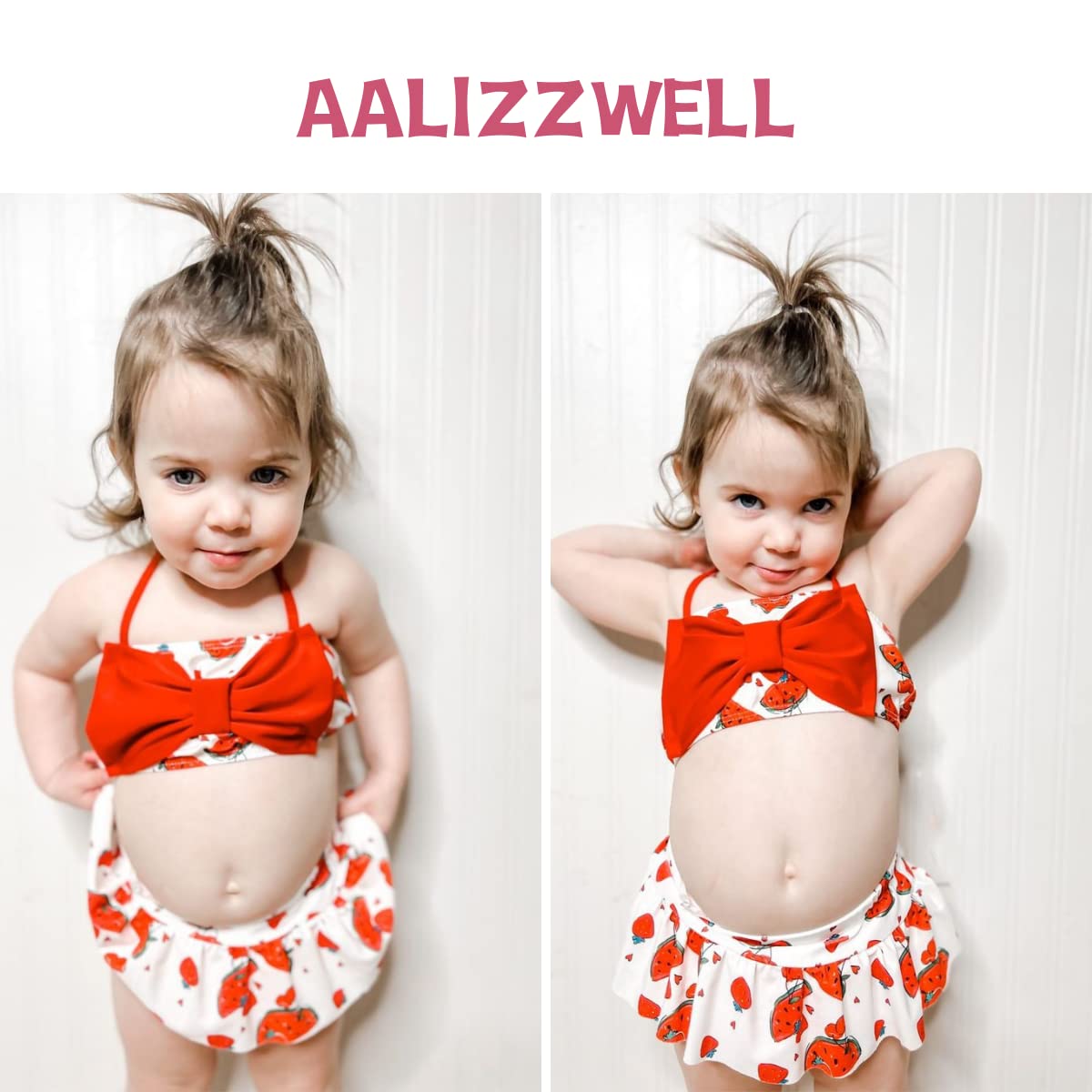 Little Baby Girls Swimsuit Strawberry Bikini Two Pieces Bathing Suit Swimwear Summer Beach Set Yellow 12-18 Months