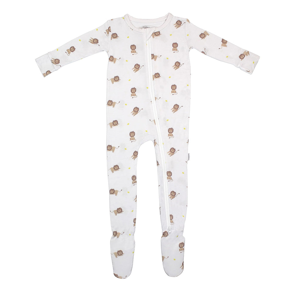 Bamboo Little Soft Baby Footie Pajamas, Baby Clothes, Newborn Sleepers, 95% Viscose and 5% Spandex, Lion, 12-18 Months