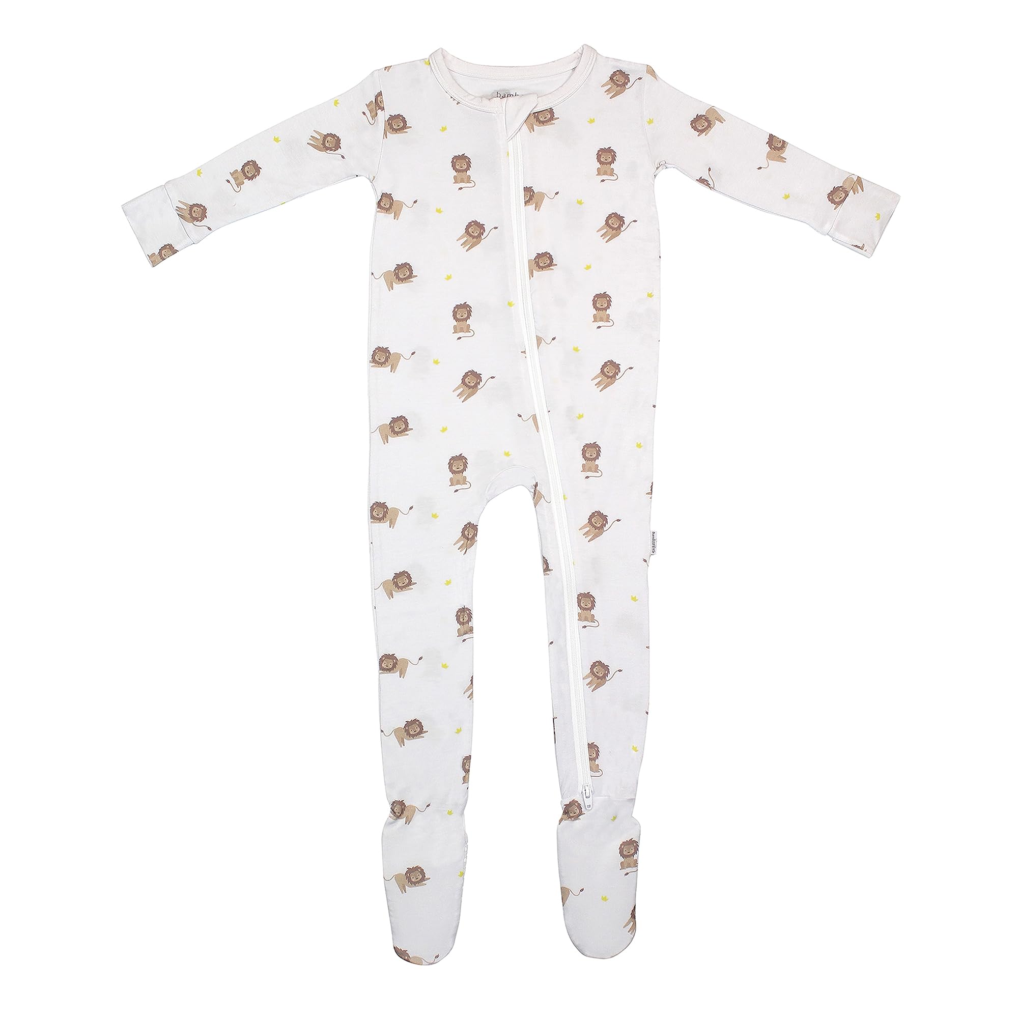 Bamboo Little Soft Baby Footie Pajamas, Baby Clothes, Newborn Sleepers, 95% Viscose and 5% Spandex, Lion, 12-18 Months