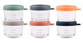BEABA 6 Pack Glass Baby Food Jars with Soft Silicone Air Tight Lids, 5 oz Glass Storage Containers with Lids, Microwave and Freezer Safe Containers, Sunrise