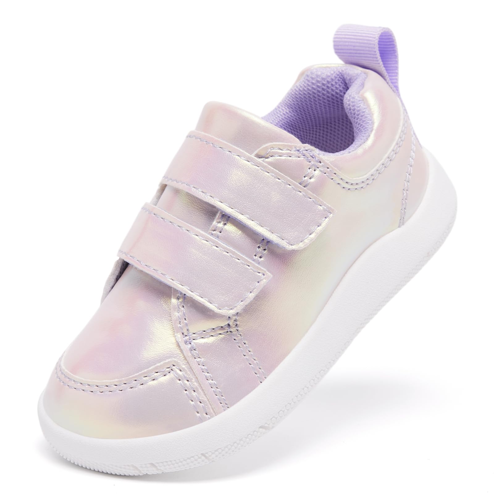 MORENDL Toddler Shoes Girls Wide Toe Box Barefoot Shoes Baby Girl Walking Shoes Non-Slip Minimalist Sneakers Comfort Zero Drop Tennis Outdoor Activities Sparkling Purple