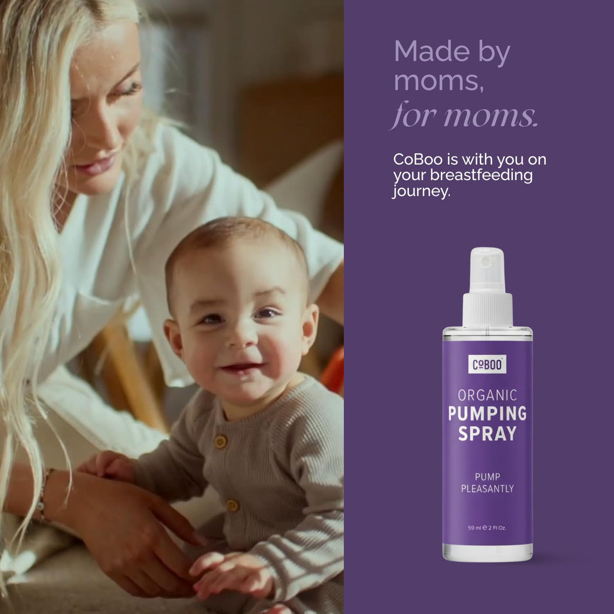 CoBoo Organic Pumping Spray, Lanolin-Free Breast Pump Lubricant, 2 Fl oz