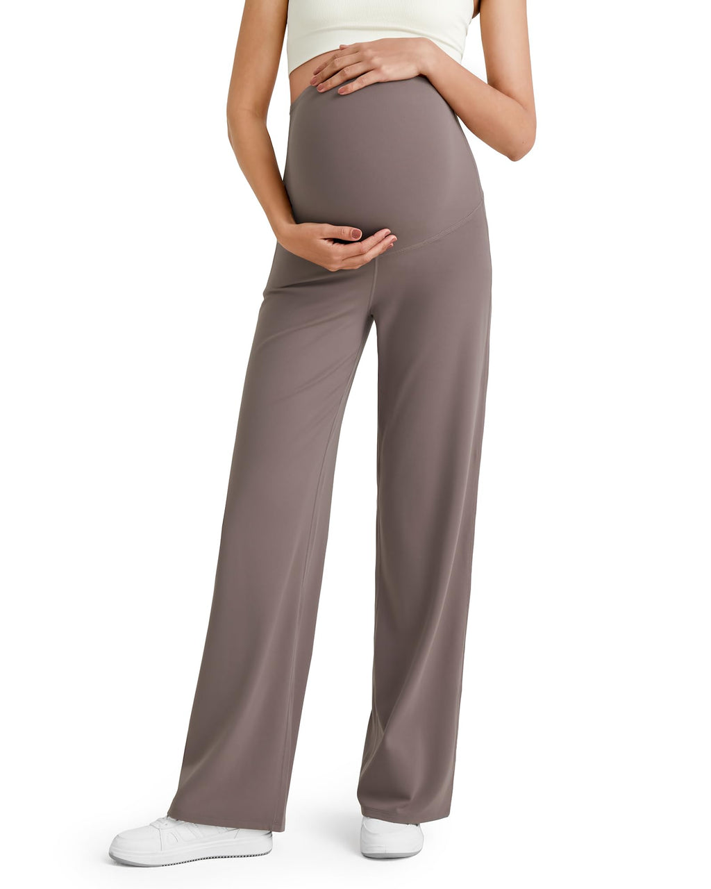 G4Free Pregnancy Pants Maternity Leggings Lounge,Taupe,XS,Tall