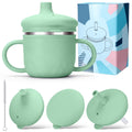 BUSOHA 3 IN 1 Stainless Steel Toddler Sippy Cup - 8oz Baby Sippy Cup