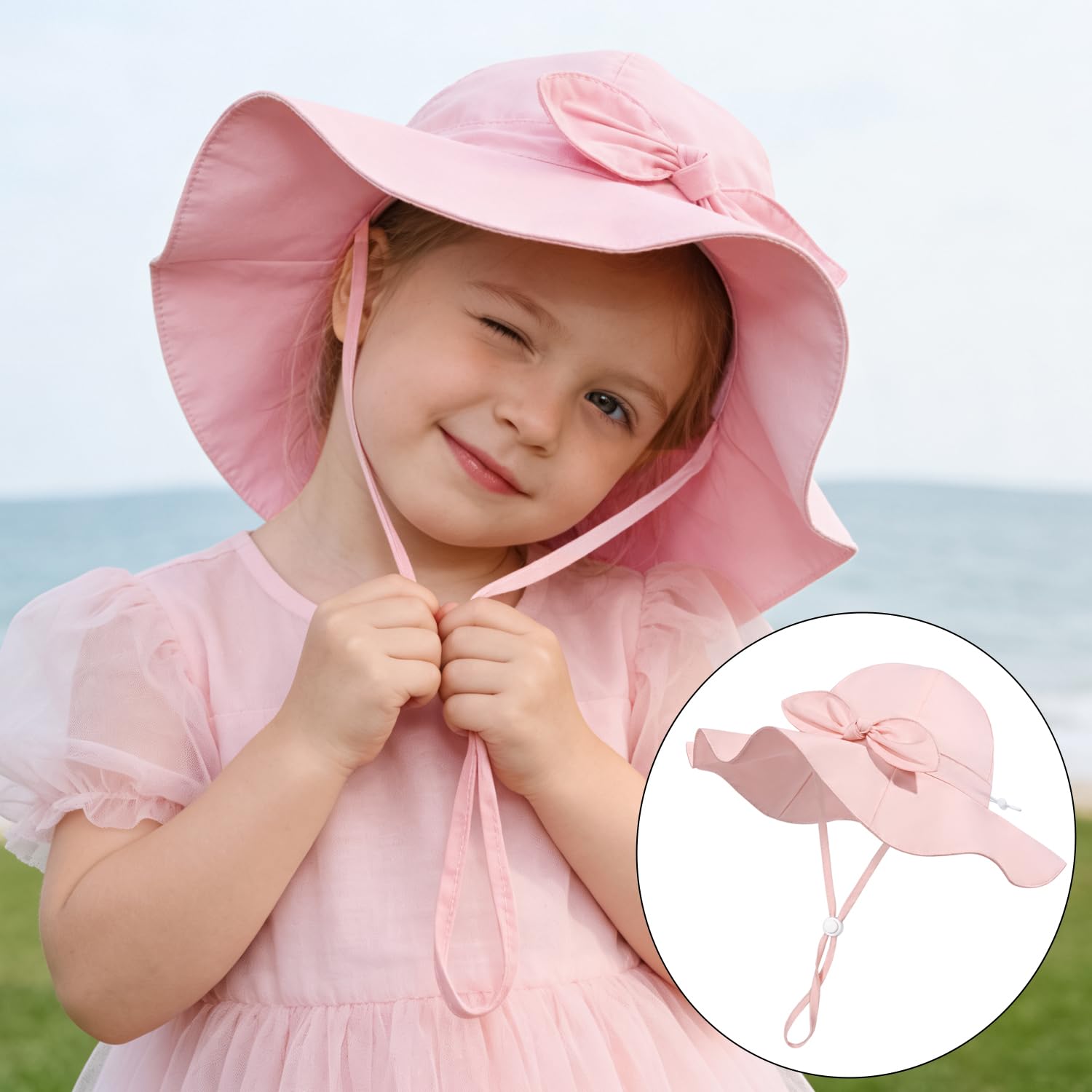 Baby Girl Sun Hat Kids Summer Beach Wide Brim Hats Toddler Bucket Hat 0-6M