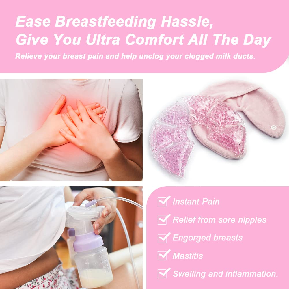 Hot Cold Gel Bead Breast Therapy Pack, Breast Ice Packs for Breastfeeding