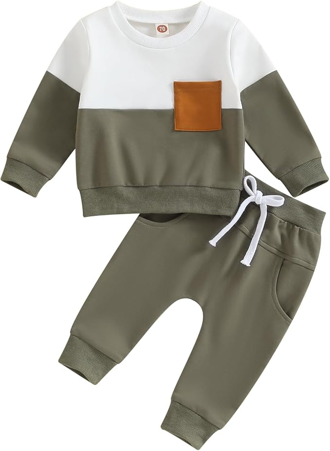 Toddler Baby Boy Fall Outfits Long Sleeve Crew Neck Pullover Sweatshirt + Jogger Pants Set Infant Winter Clothes