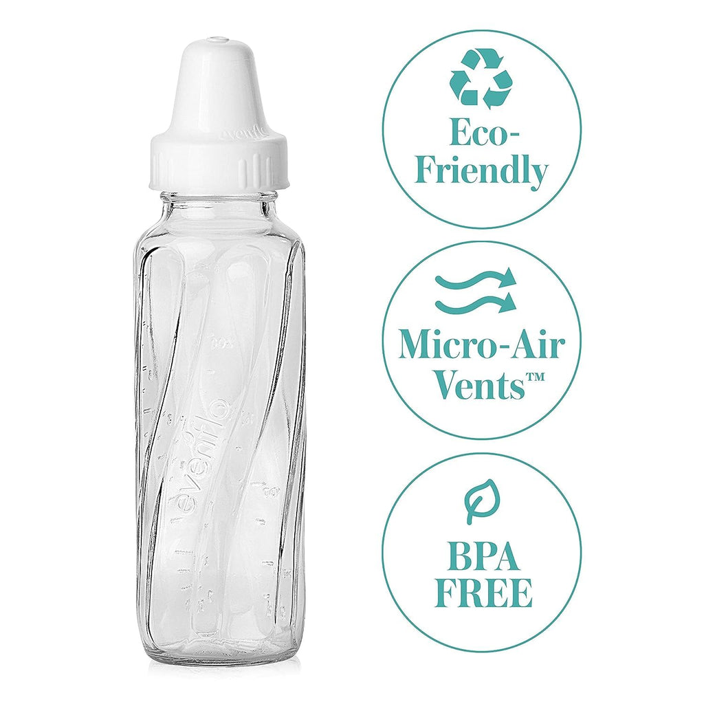 Evenflo Feeding Classic Glass Twist Bottles, 8 Ounce (Pack of 6),Clear,1018611