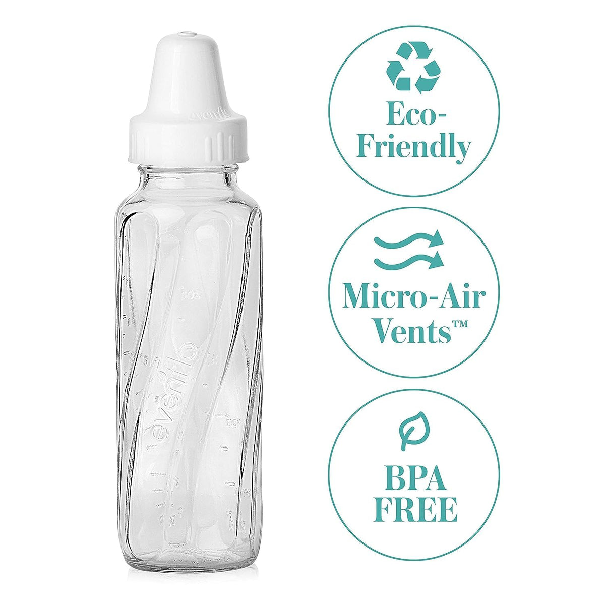 Evenflo Feeding Classic Glass Twist Bottles, 8 Ounce (Pack of 6),Clear,1018611