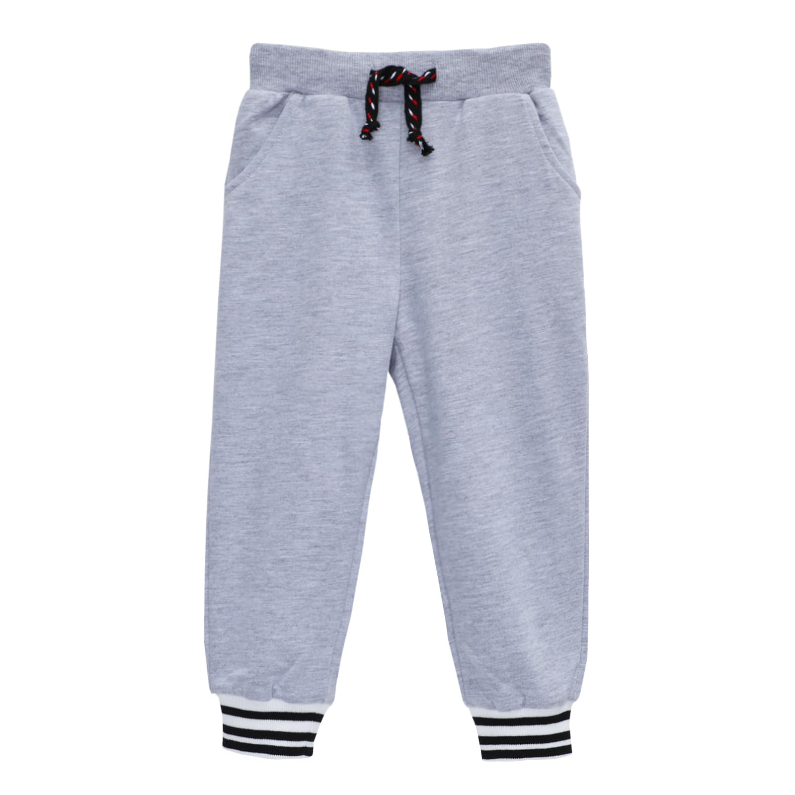 HILEELANG Boys Jogger Pants Cotton Sweatpants 3 Pack Pockets Black