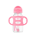 Dr. Brown's Wide-Neck Sippy Straw Bottle with Handles, Pink, 9oz/270ml, 1-Pack