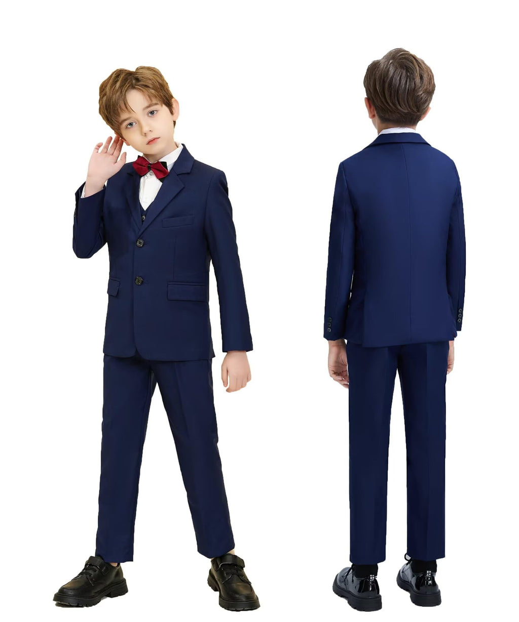 Boys Suit Slim 6 Piece Formal Kids Tux Suits Prom Boy Outfit Navy Blue 16