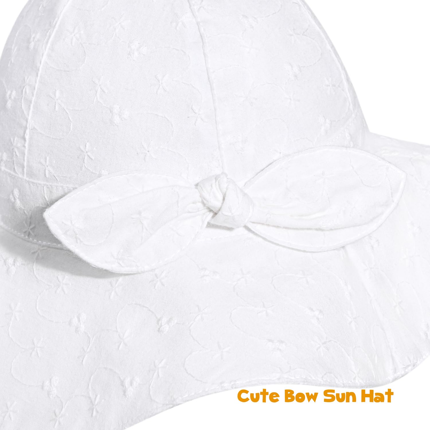 Baby Girl Sun Hat with UPF 50+ Outdoor Adjustable Beach Hat with Wide Brim Bucket Hats (2-3岁) Beige White