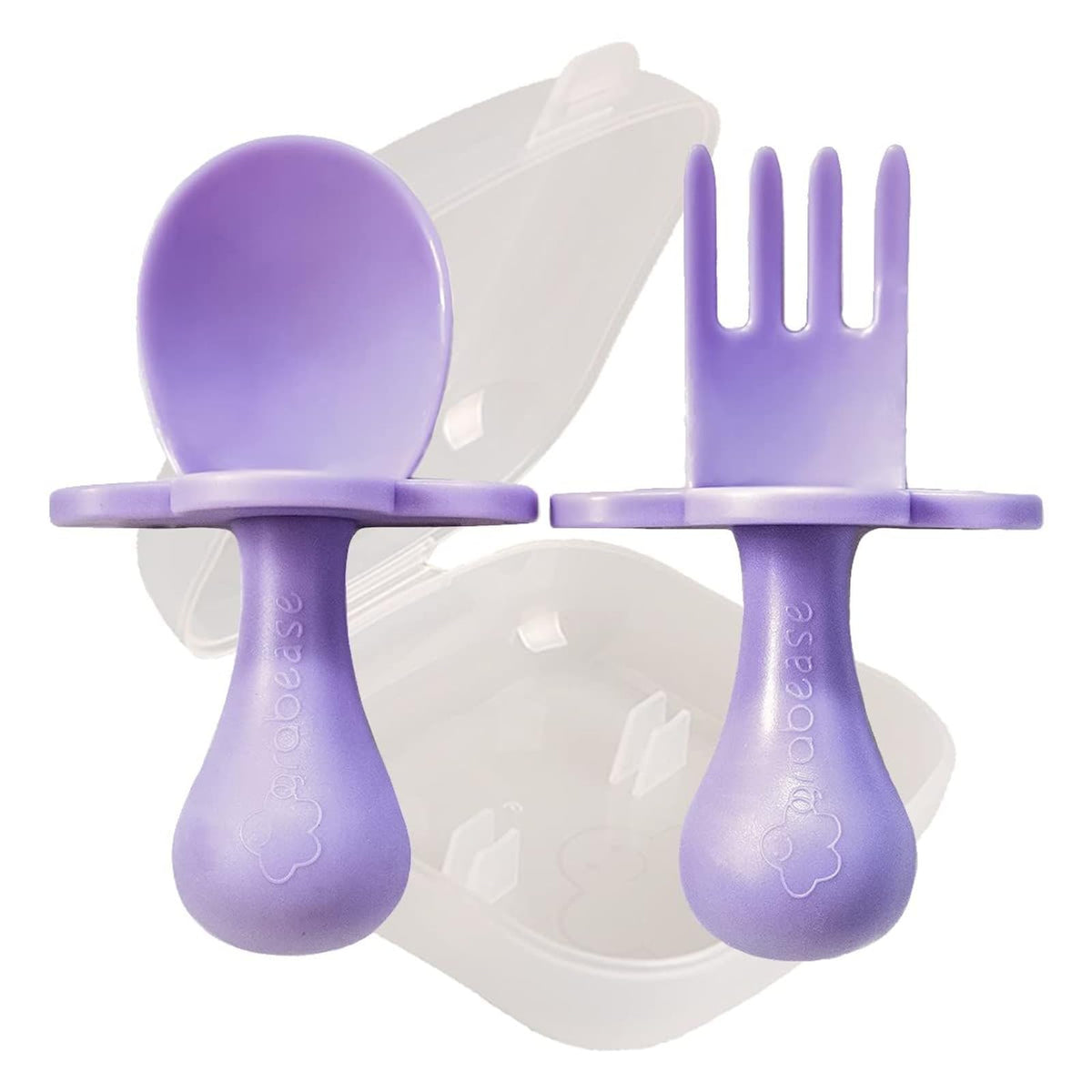 Grabease Baby Feeding Utensils Set - Travel Case for To-Go Toddler Containers - Choke-Guard for Baby Led Weaning Forks - Dishwasher Safe Toddler Spoon - Plastic, Blush, Pack of 1