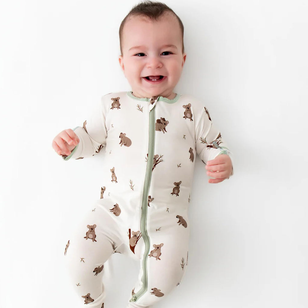 Bamboo Little Soft Baby Footie Pajamas, Koala, 6-9 Months