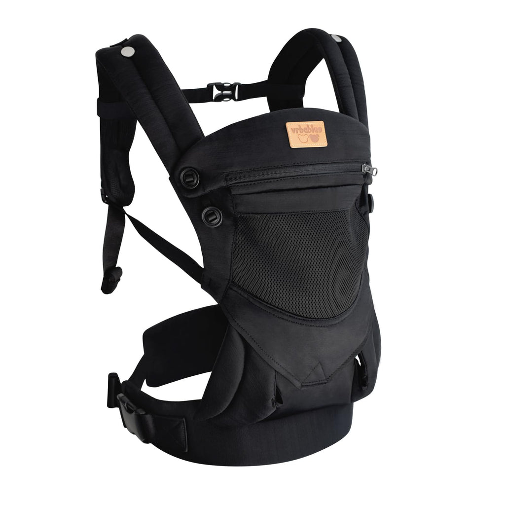 vrbabies Baby Carrier Newborn to Toddler, Ergonomic Safe Soft Breathable Infant Carrier with Adjustable Head Neck Support - Outdoor Kangaroo Front & Back Carry Baby Carriers for Baby 8-40lbs (Black)