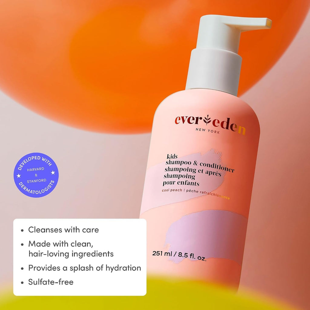 Evereden Kids 2-in-1 Shampoo & Conditioner, Dermatologist-Tested, Ages 3+